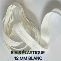 Biais élastique pré plié 12mm BLANC