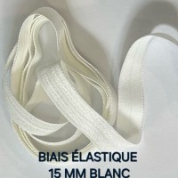Biais élastique pré plié 15mm blanc