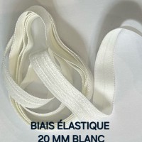 Biais élastique pré plié 20mm blanc