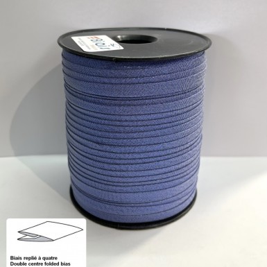 Biais replié lurex bleu ciel