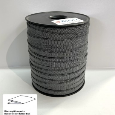 Biais replié lurex gris