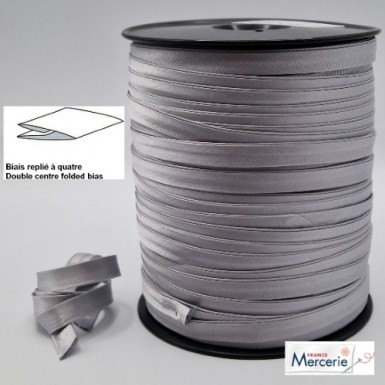 Biais replié satin 9/9/4/4mm couleur gris clair