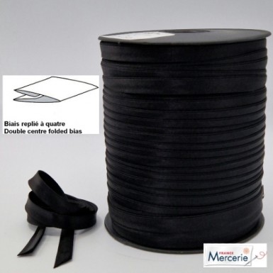 Biais replié satin 9/9/4/4mm couleur noir