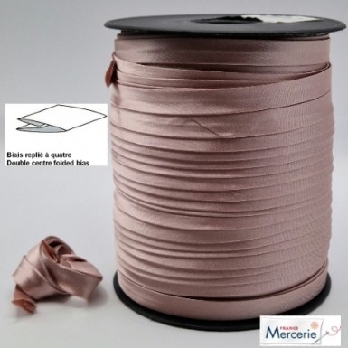 Biais replié satin 9/9/4/4mm couleur vieux rose