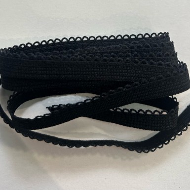 Bordure picot élastique 10mm noir