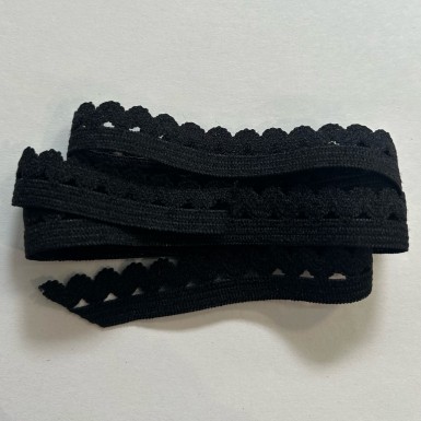 Bordure picot élastique 12mm noir