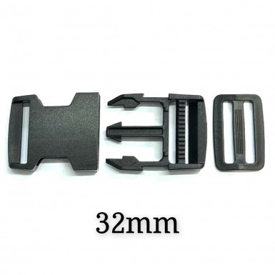 Boucle de sangle en plastique + réglage 32mm
