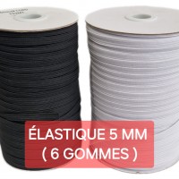 Elastique plat tresse 5mm ( 6 gommes élastique ) blanc