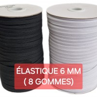 Elastique plat tresse 6mm ( 8 GOMMES ELASTIQUE ) BLANC