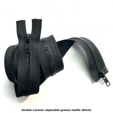 Fermeture injectée double curseur séparable grosse maille 8mm