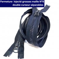 Fermeture injectée double curseur séparable grosse maille 8mm