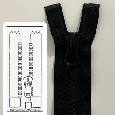 Fermeture injectée séparable GROSSE MAILLE N°8 NOIR
