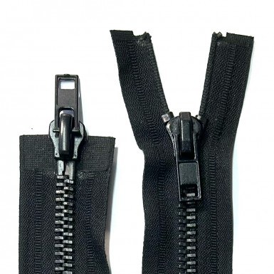 Fermeture métallique DOUBLE CURSEUR SEPARABLE grosse maille N°8 NOIR