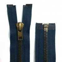 Fermeture métallique séparable grosse maille N°8 BLEU MARINE antique brass