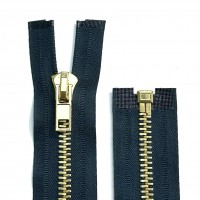 Fermeture métallique séparable grosse maille N°8 BLEU MARINE or