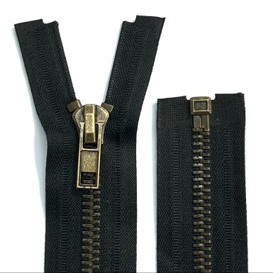 Fermeture métallique séparable grosse maille N°8 NOIR antique brass