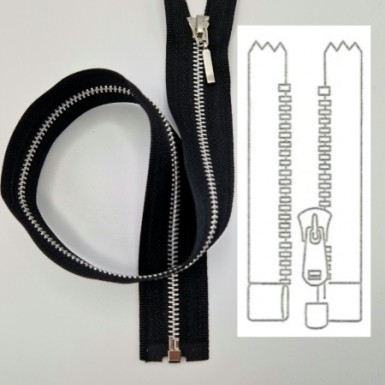 Fermeture métallique alu maille fine séparable couleur noir