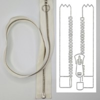 Fermeture éclair métallique séparable maille fine argent brillante couleur blanc cassé