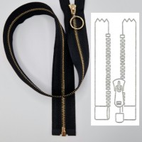 Fermeture metalliques séparable maille fine golde light brillante 