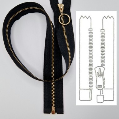 Fermeture metalliques séparable maille fine golde light brillante