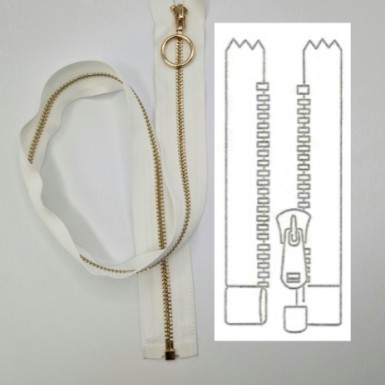 Fermeture éclair métallique séparable maille fine golde light brillante