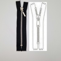Fermeture metallique alu maille fine argent non séparable