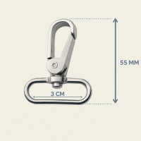 Mousqueton pivotant métallique 30 mm