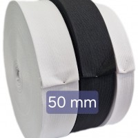 Ruban élastique tissé, largeur 50mm BLANC