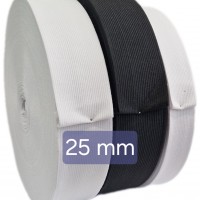 Ruban élastique tissé, largeur 25mm BLANC