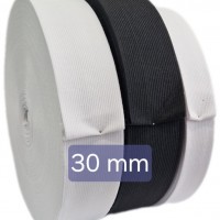 Ruban élastique tissé, largeur 30mm BLANC